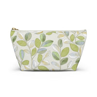 Cherry Plum Leaves Accessory Pouch w T-bottom in Green